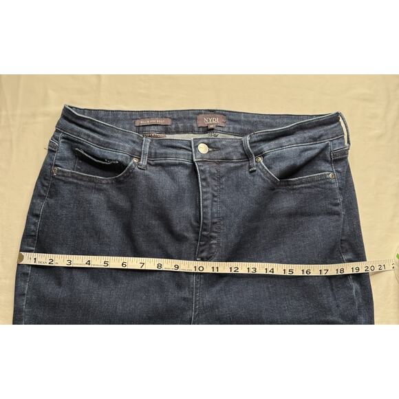 NYDJ Size 14 Billie Mini Bootcut Jeans Hip Zip Button 5 Button Dark Wash - Picture 9 of 11